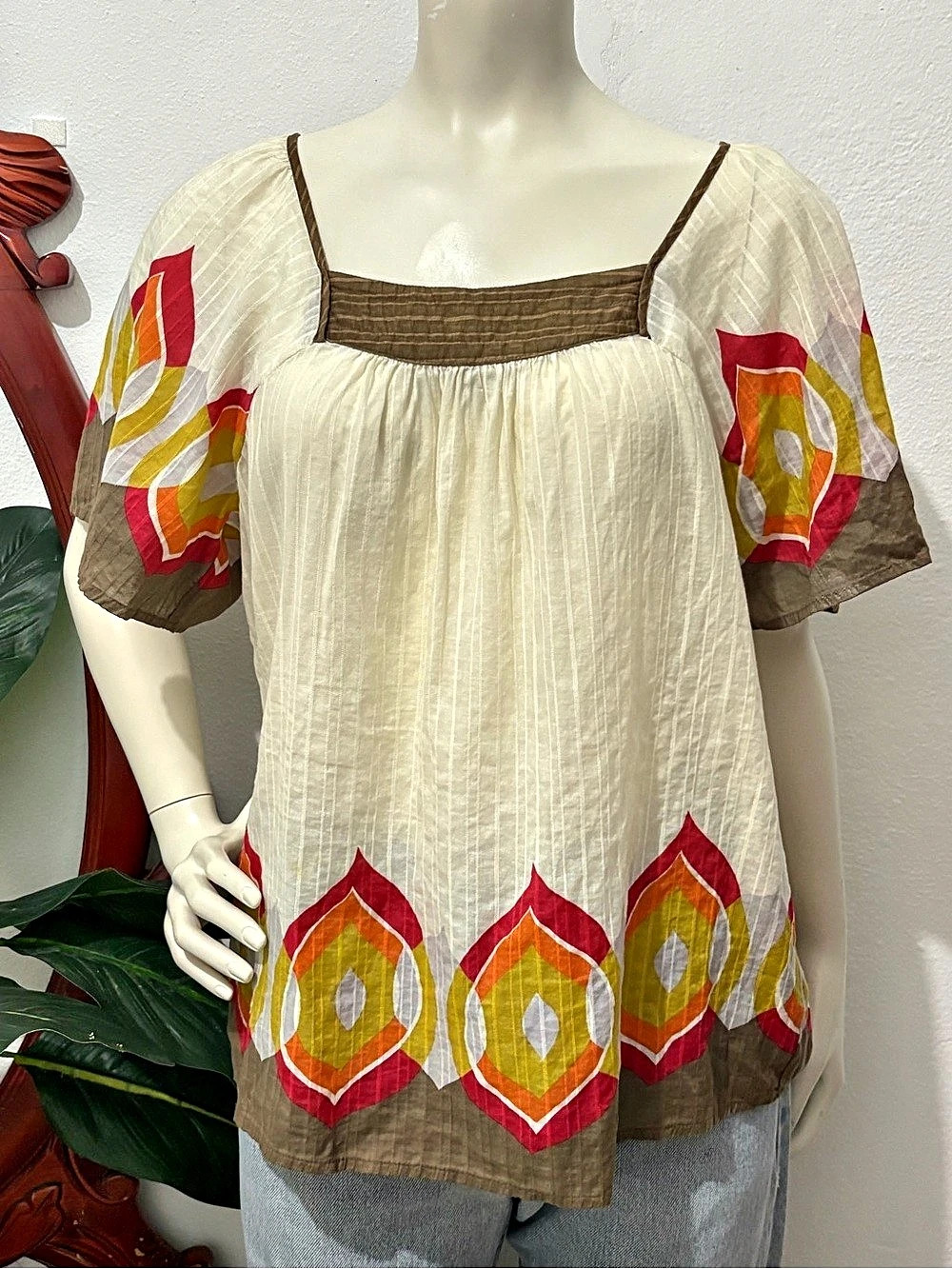 Y2K Mossimo Boho Loose Cotton Short sleeve Top